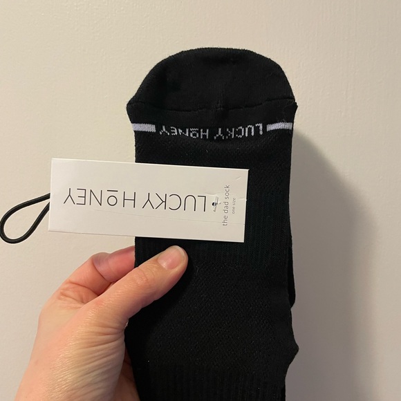 Lucky Honey Grip Socks: The Dad Socks in Black w/White Stripe - Picture 3 of 10